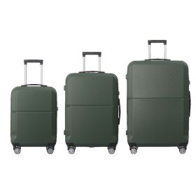 Green 3-Piece Premium ABS Luggage Set-20", 24", and 28" Suitcases with Multi-Position Handle, Silent Spinner Wheels, and TSA-Approved Lock-Durabl