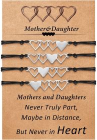Desimtion Mothers Day Gifts; Mother Daughter Bracelets Set for 2; 3; 4; 5; 6.Matching Heart Back to School Bracelets for Mommy and Me Easter Gift (Style: 4-Heart)