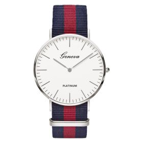 Classic Fashion Stripe Nylon Band Women Watch Top Luxury Brand Men Quartz Wrist Watch Lady Watch Montre Femme Horloge Saat Clock (Color: TMC517-2, size: 1)