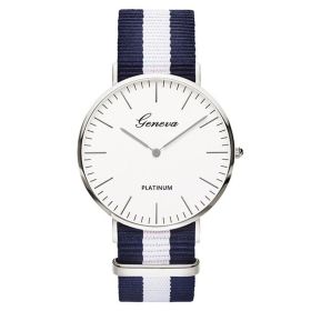 Classic Fashion Stripe Nylon Band Women Watch Top Luxury Brand Men Quartz Wrist Watch Lady Watch Montre Femme Horloge Saat Clock (Color: TMC517-3, size: 1)