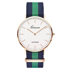 Classic Fashion Stripe Nylon Band Women Watch Top Luxury Brand Men Quartz Wrist Watch Lady Watch Montre Femme Horloge Saat Clock (Color: TMC518-2, size: 1)