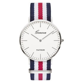 Classic Fashion Stripe Nylon Band Women Watch Top Luxury Brand Men Quartz Wrist Watch Lady Watch Montre Femme Horloge Saat Clock (Color: TMC517-5, size: 1)