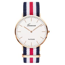 Classic Fashion Stripe Nylon Band Women Watch Top Luxury Brand Men Quartz Wrist Watch Lady Watch Montre Femme Horloge Saat Clock (Color: TMC518-7, size: 1)