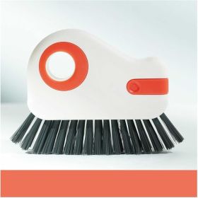 2 in 1 Groove Cleaning Brush Window Track Cleaning Tools 2024 New Hard Bristle Crevice Cleaning Brush with Hidden Scraper (Color: Orange)