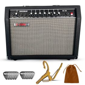5 Core Guitar Amp 50 Watt Electric Amplifier w Built in 8" Speaker Portable Mini Amps w Aux (size: 50W BLK)