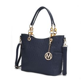 MKF Collection Rylee Vegan Leather Women Tote Handbag by Mia k (Color: Navy, Material: Polycarbonate)
