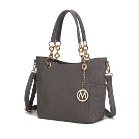 MKF Collection Rylee Vegan Leather Women Tote Handbag by Mia k (Color: Grey, Material: Polycarbonate)