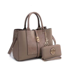 MKF Collection Yola Satchel Bag with Wallet Vegan Leather Women by Mia K (Color: Taupe, Material: Vegan Leather)