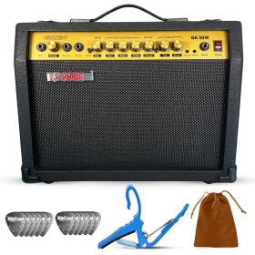 5 Core Guitar Amp 50 Watt Electric Amplifier w Built in 8" Speaker Portable Mini Amps w Aux (size: 50W GLD-BLK)